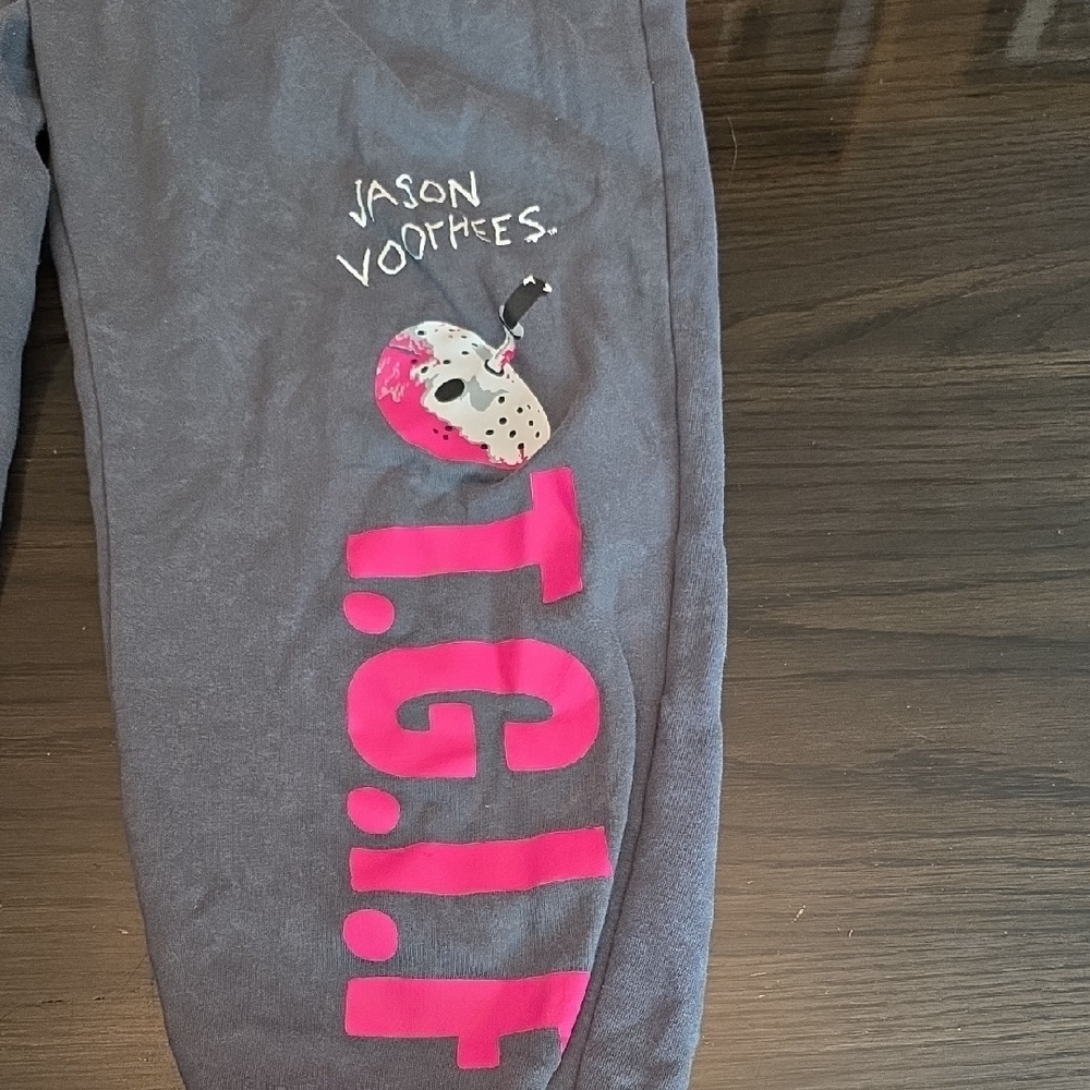 Gray and Pink Graphic Joggers - Picture 3 of 4